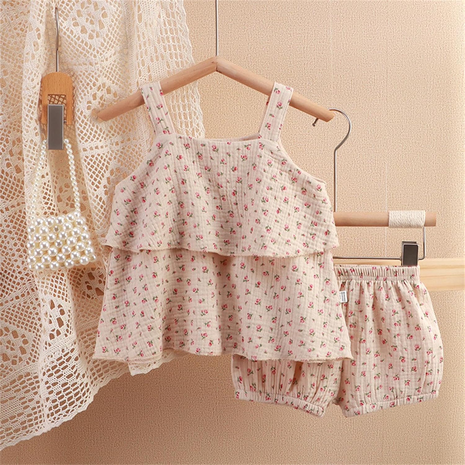 2 Pezzi Pagliaccetto Neonato Estivo Elegante Abbigliamento Top Senza Maniche Floreale + Pantaloncini Completo Bambina Set Abiti Abbigliamento Bambino per Ragazze 12 Mesi-4 Anni