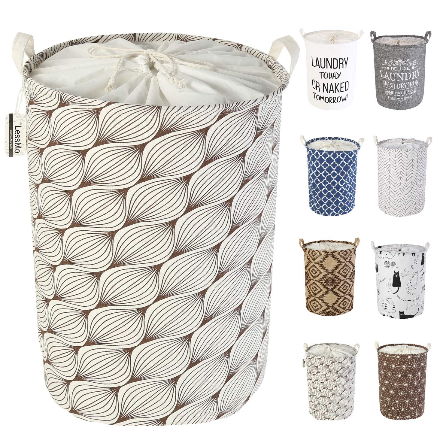 LessMo 17,7" con Coulisse Portabiancheria Bagagli Sorter, Pieghevole Pop-Up Lavanderia Cesti, Impermeabile Rotonda Cotone Lino