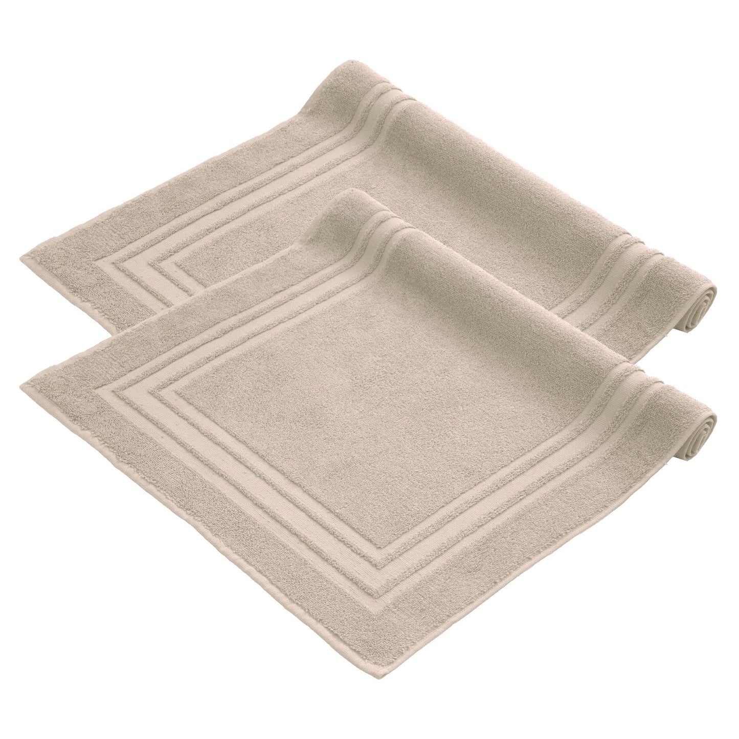 Komfortec Set di 2 tappetini da bagno, in spugna, lavabile, 600 g/m² e 100% cotone, assorbenti e ad asciugatura rapida, 50 x 70 cm, colore: grigio/bianco