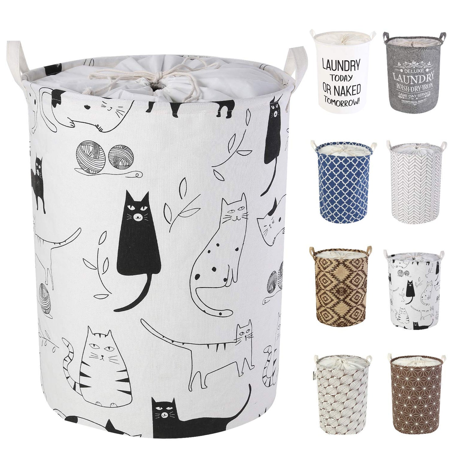 LessMo 17,7" con Coulisse Portabiancheria Bagagli Sorter, Pieghevole Pop-Up Lavanderia Cesti, Impermeabile Rotonda Cotone Lino