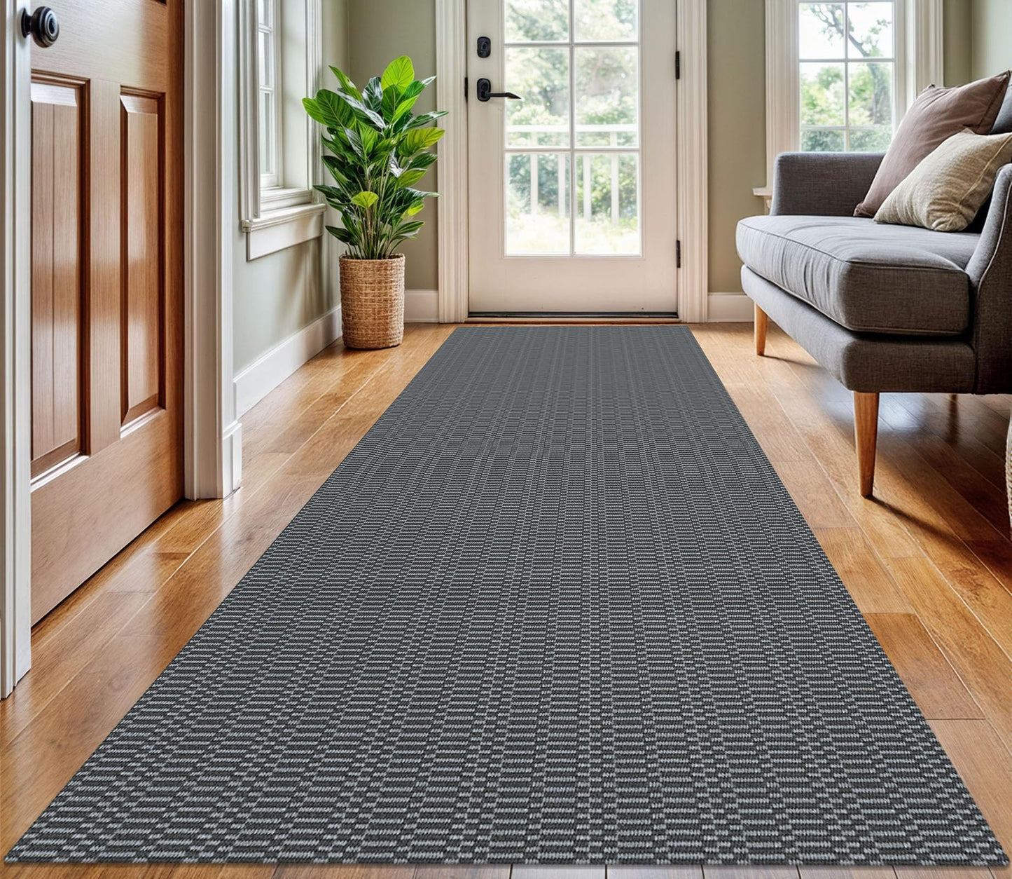 KOZYFLY Tappeto a righe bianche e nere, 60 x 90 cm, in cotone, lavabile, per interni ed esterni, per portico, cucina, fattoria