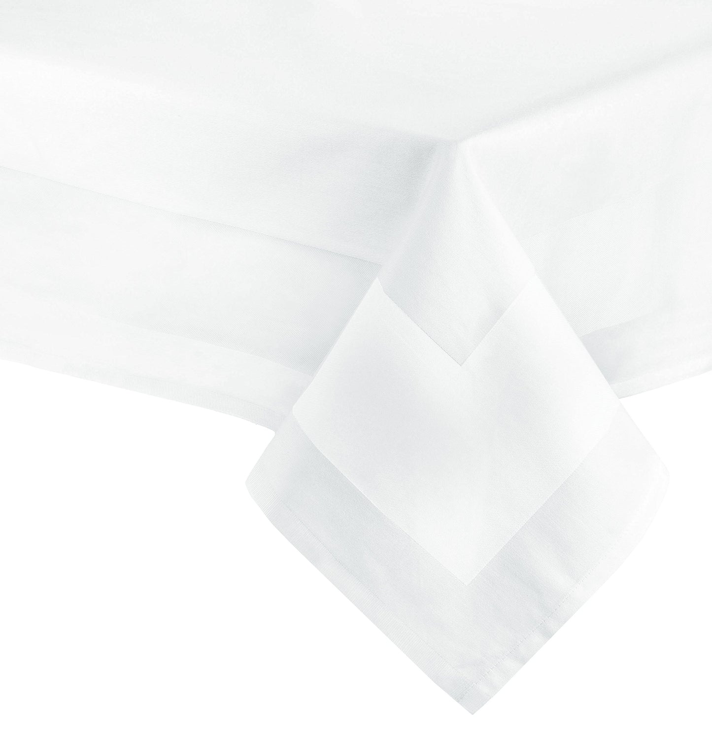 Tovaglia elegante in 140x240 cm (dopo il primo lavaggio) - Copritavola robusto e di lunga durata in cotone - lucentezza di seta con bordatura - lavabile a 95°C - bianca