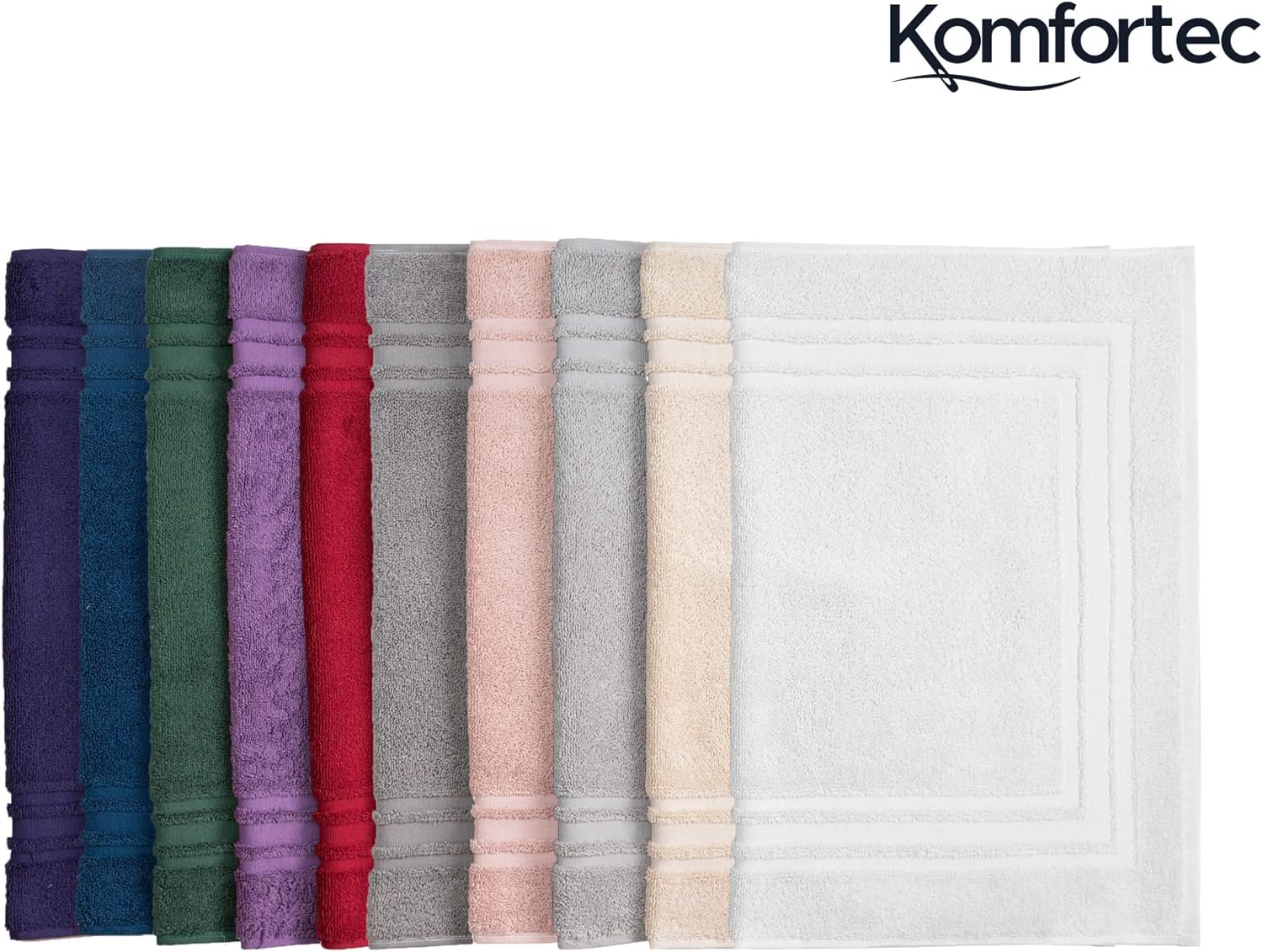 Komfortec Set di 2 tappetini da bagno, in spugna, lavabile, 600 g/m² e 100% cotone, assorbenti e ad asciugatura rapida, 50 x 70 cm, colore: grigio/bianco