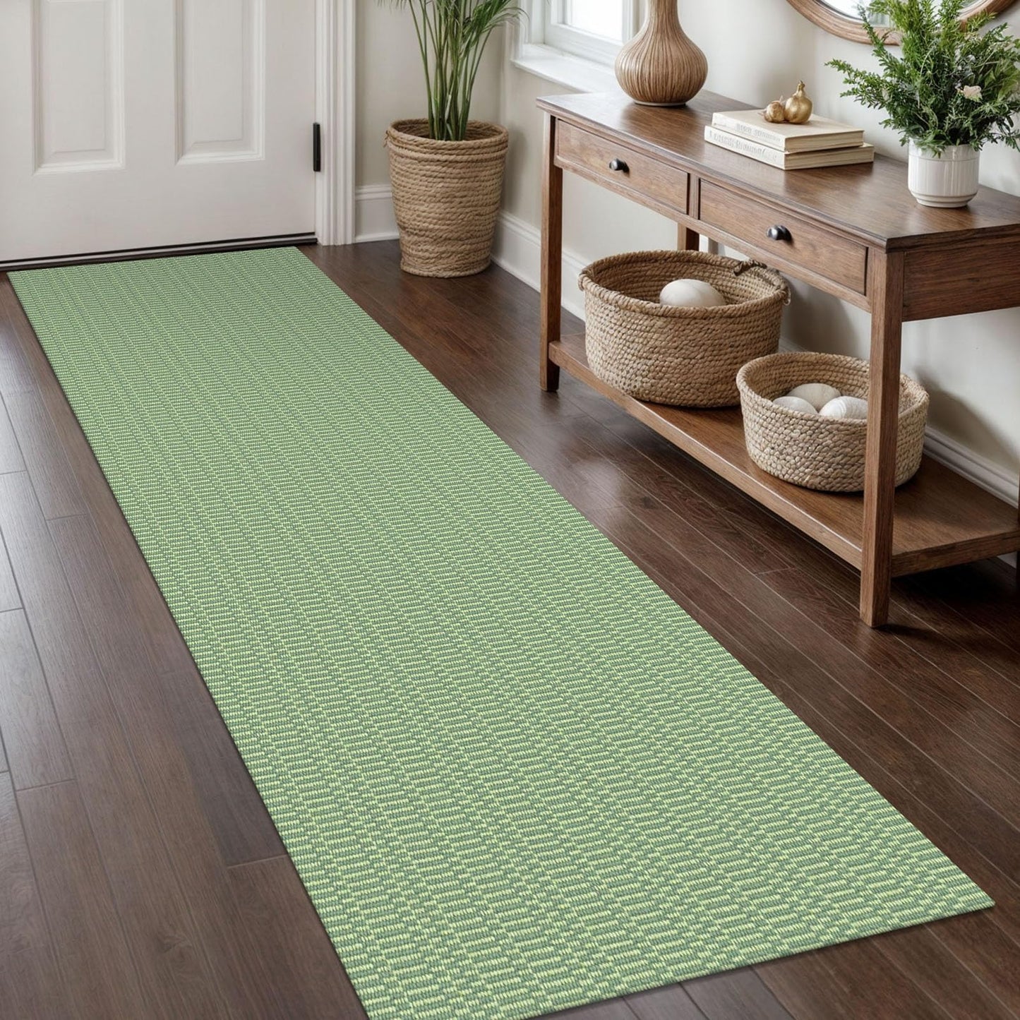 KOZYFLY Tappeto a righe bianche e nere, 60 x 90 cm, in cotone, lavabile, per interni ed esterni, per portico, cucina, fattoria