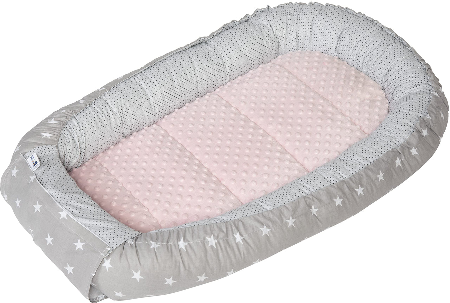Medi Partners 5-Parti Nido per Bebè 100x60x15 Inserto Rimovibile Letto Cuscino Coperta bambini neonati 100% Cotone (Safari con Minky beige)