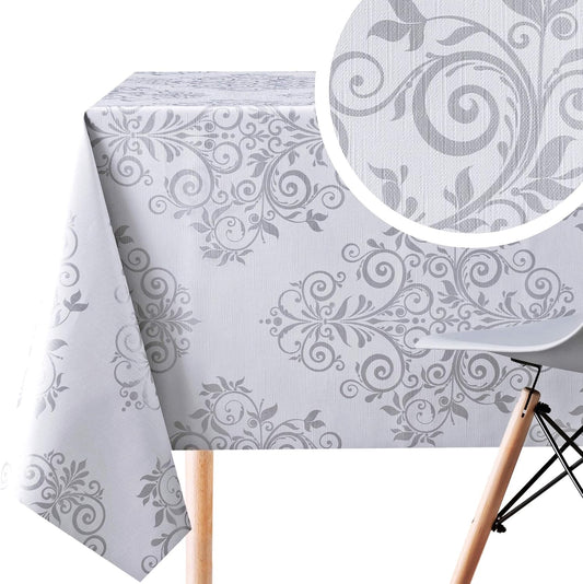 KP HOME Tovaglia Plastificata Rettangolare 250x140 cm, Tovaglia Cerata per Tavolo da 8 Posti, in PVC Facile da Pulire, Impermeabile, per Uso Interno ed Esterno, con Motivo Barocco Damascato Elegante