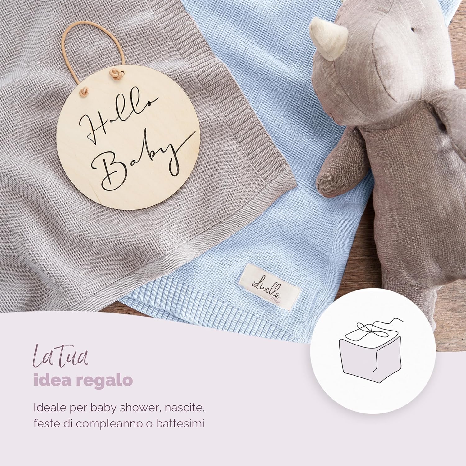 Livella Coperta per neonato e bambino cotone 100% biologico, coperta premium lavorata a maglia morbida e traspirante, ideale per la pelle delicata del bambino, OekoTEX Standard 100