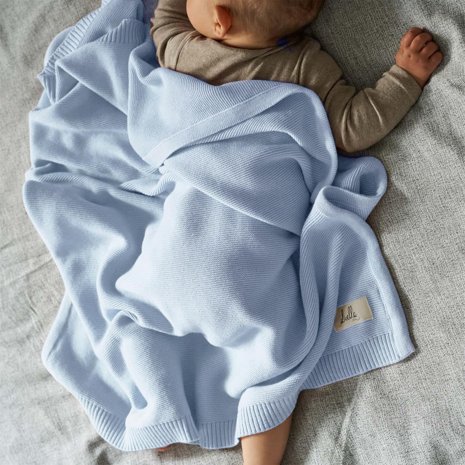 Livella Coperta per neonato e bambino cotone 100% biologico, coperta premium lavorata a maglia morbida e traspirante, ideale per la pelle delicata del bambino, OekoTEX Standard 100