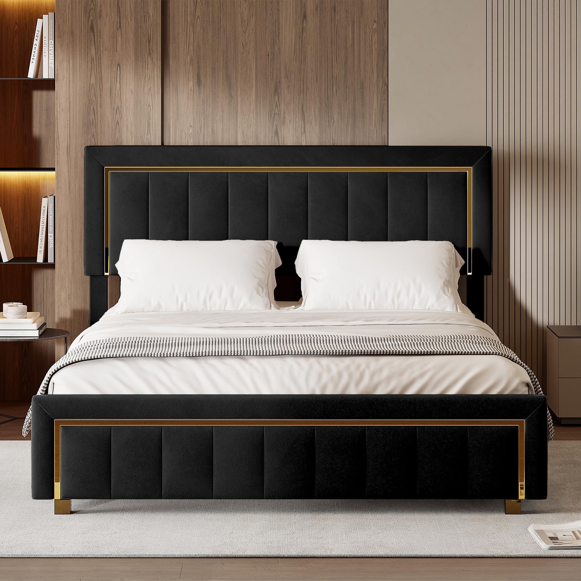 Letto baule 160 x 200 con rete, letto imbottito in velluto con letto matrimoniale, telaio letto imbottito con contenitore letto imbottito per adulti (Beige-B, 160 x 200 cm)