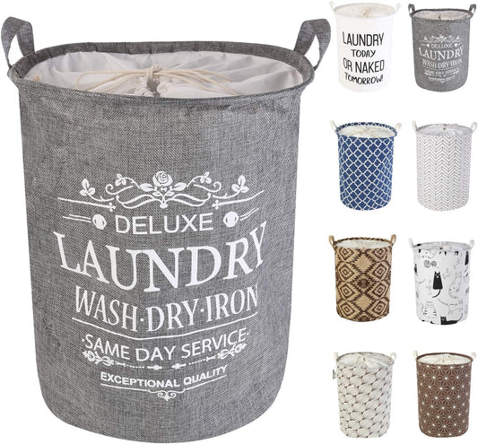 LessMo 17,7" con Coulisse Portabiancheria Bagagli Sorter, Pieghevole Pop-Up Lavanderia Cesti, Impermeabile Rotonda Cotone Lino