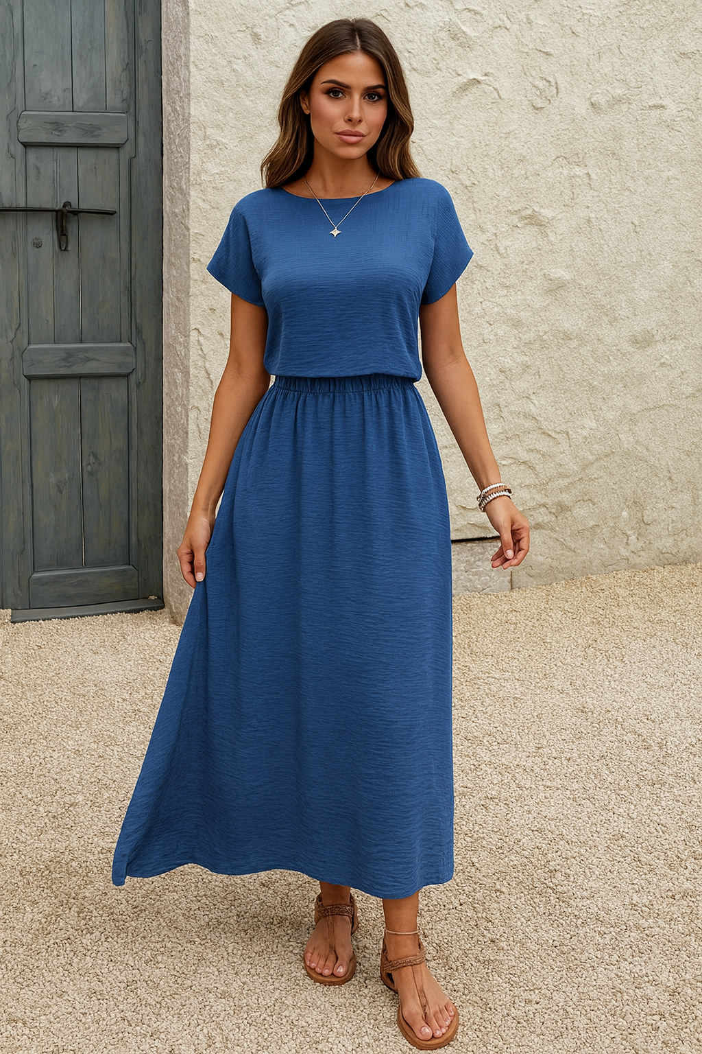 Abito Lungo Blu – Eleganza Naturale Senza Sforzo