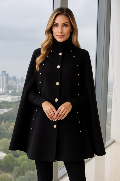 Mantella Elegante con Bottoni Oro – Stile Luxury & Chic