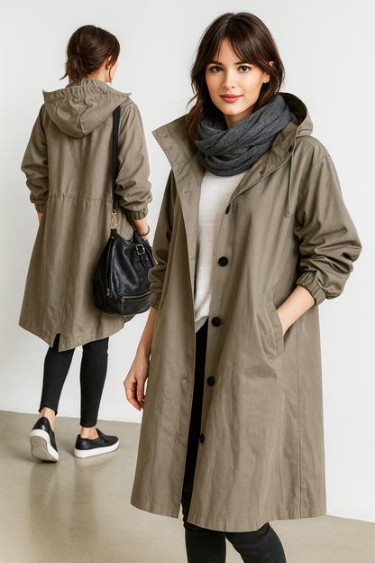 Trench Donna Lungo con Cappuccio – Eleganza e Comfort in Ogni Giornata