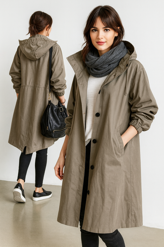 Trench Donna Lungo con Cappuccio – Eleganza e Comfort in Ogni Giornata