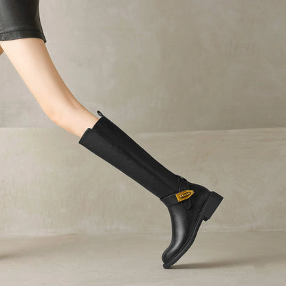 Stivale con fibbia in vera pelle