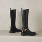Stivale con fibbia in vera pelle