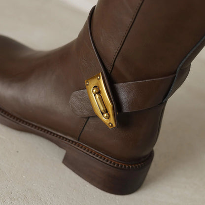 Stivale con fibbia in vera pelle