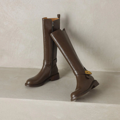 Stivale con fibbia in vera pelle